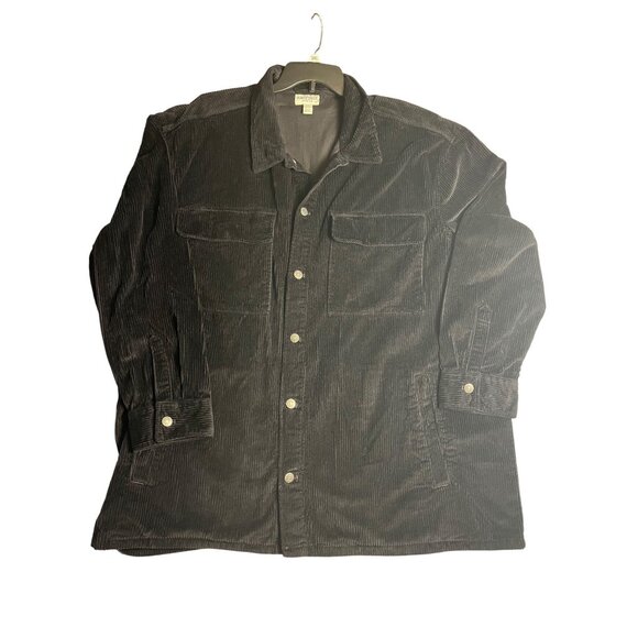Arizona Mens Corduroy Long Sleeve Shirt Jacket 3XL Black Big & Tall 100% Cotton - Picture 3 of 15